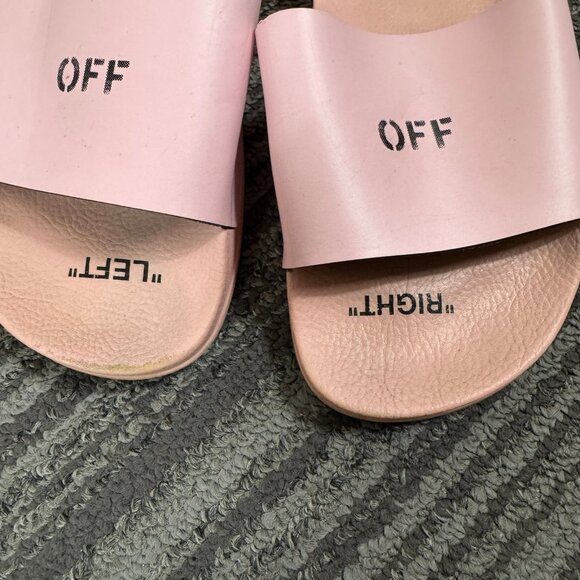 Off-White Pink Rubber “LEFT” “RIGHT” Slides Women’s Size 35 - Picture 5 of 7
